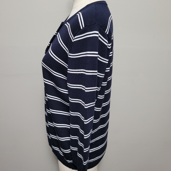 Talbots navy charming stripe cardigan size xlp - Picture 5 of 8